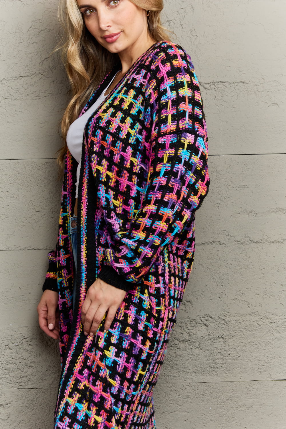 NicholesGifts Women Open Front Fringe Hem Cardigan