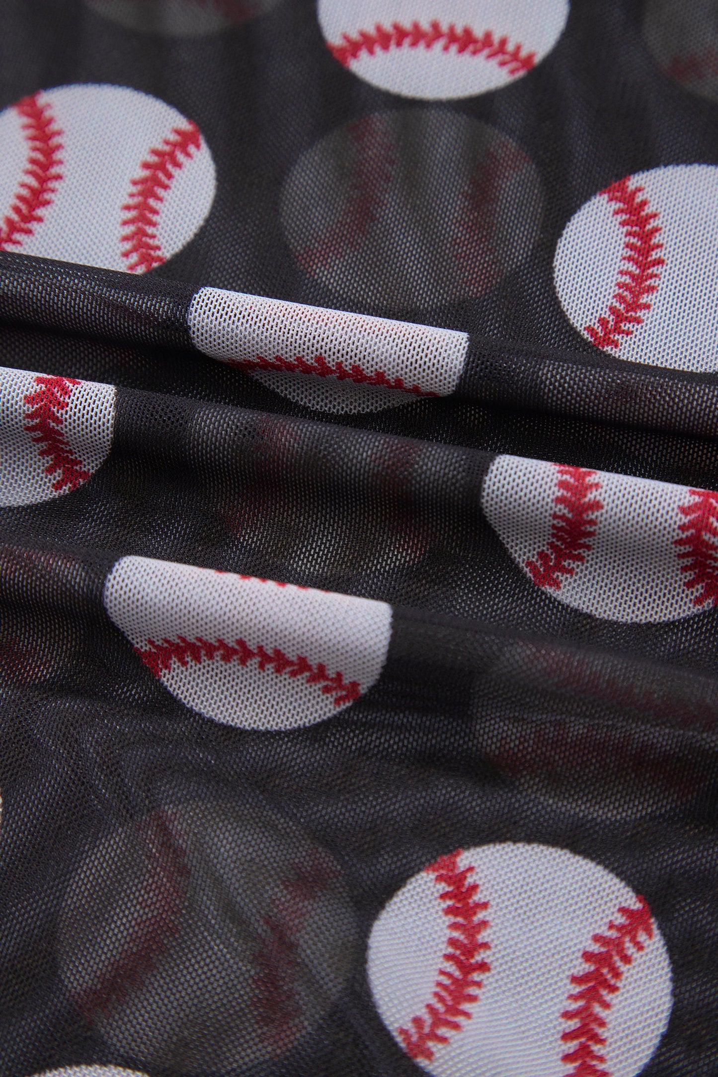Game Day Baseball Sheer Mesh Long Sleeve Top