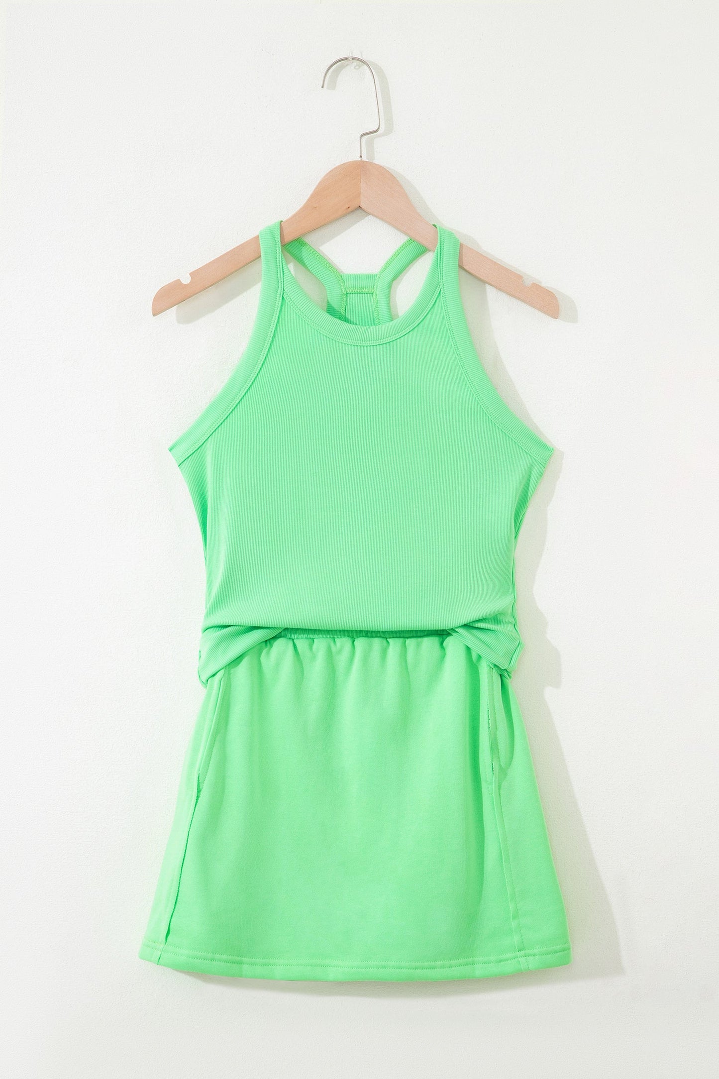 Solid Tank Top and Elastic Waist Mini Skort Set