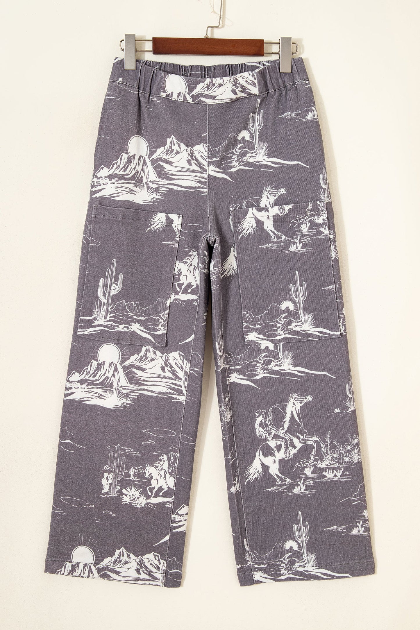 Western Elastic High Waist Straight Leg Jeans