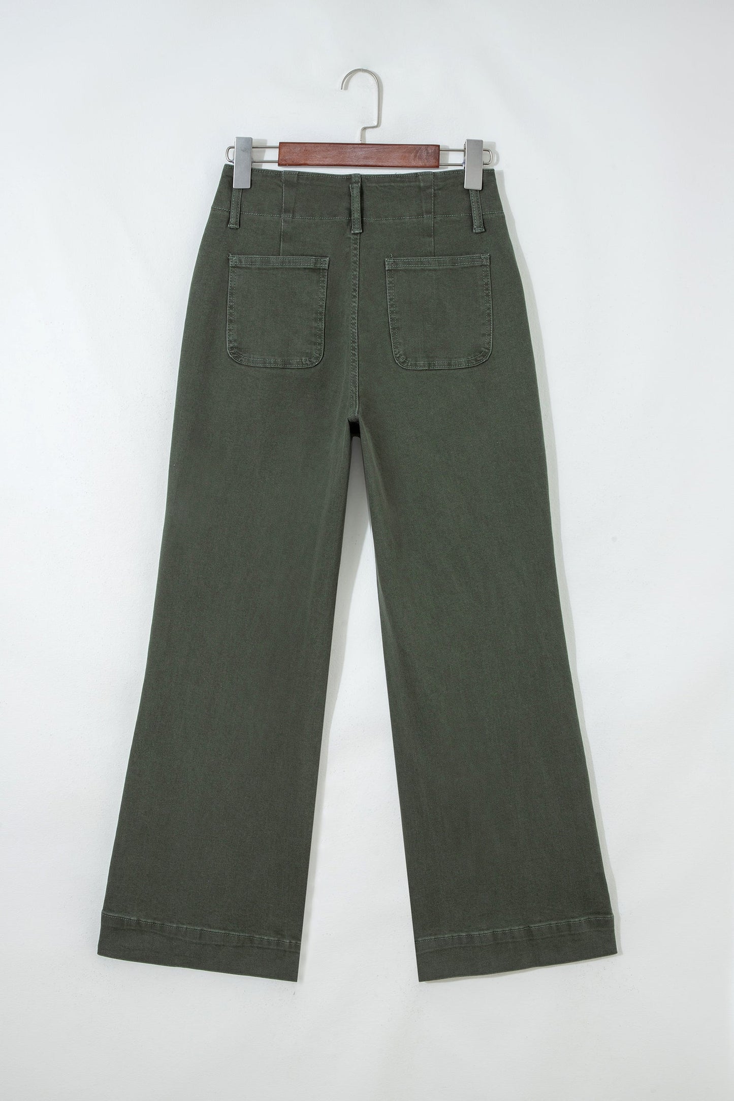 Denim 2-Button High Waist Wide Leg Jeans
