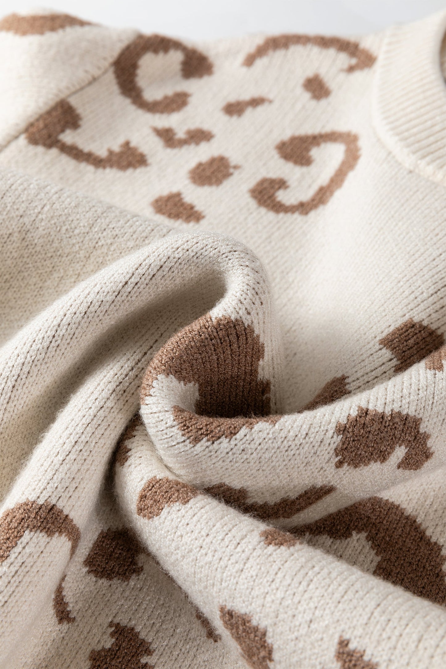 Leopard Asymmetric Drop Shoulder Sweater