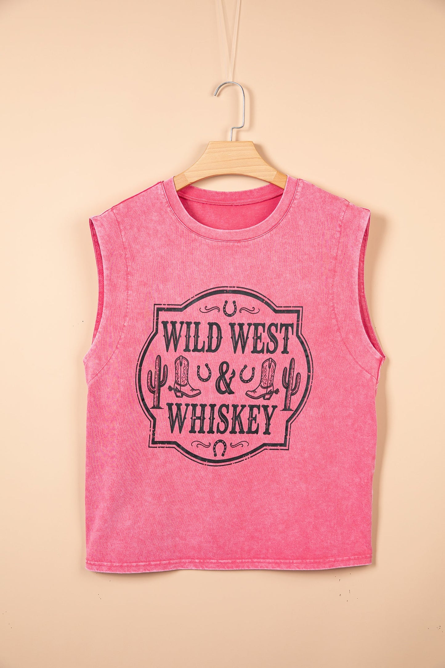 Western Wild West Whiskey Graphic Print Sleeveless Muscle Top