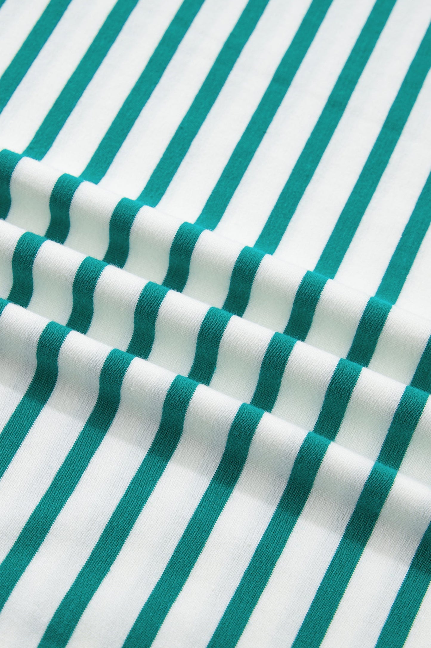 Stripe Scallop Trim Round Neck T-Shirt