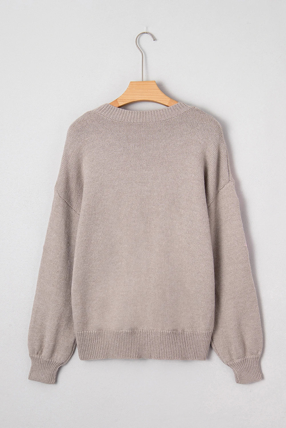 Floral Embroidered Sleeve Round Neck Loose Sweater