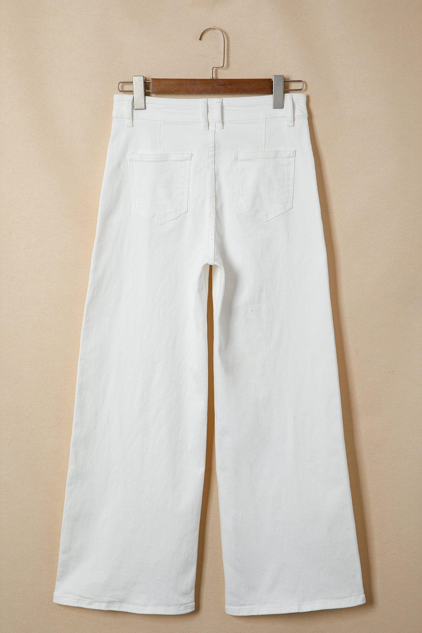 Solid Denim High Waist Wide Leg Jeans