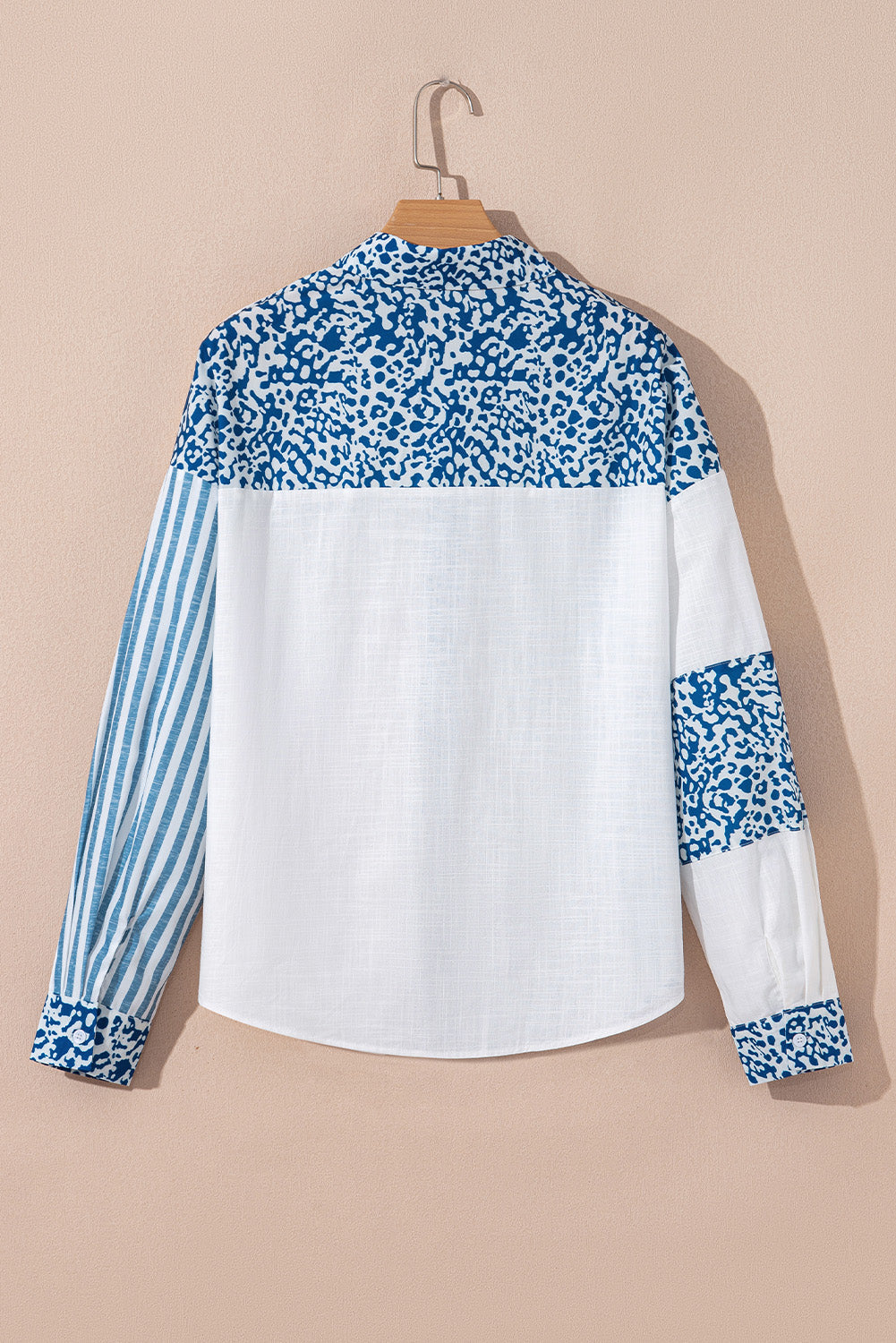 Leopard Stripe Pocketed Long Sleeve Shirt