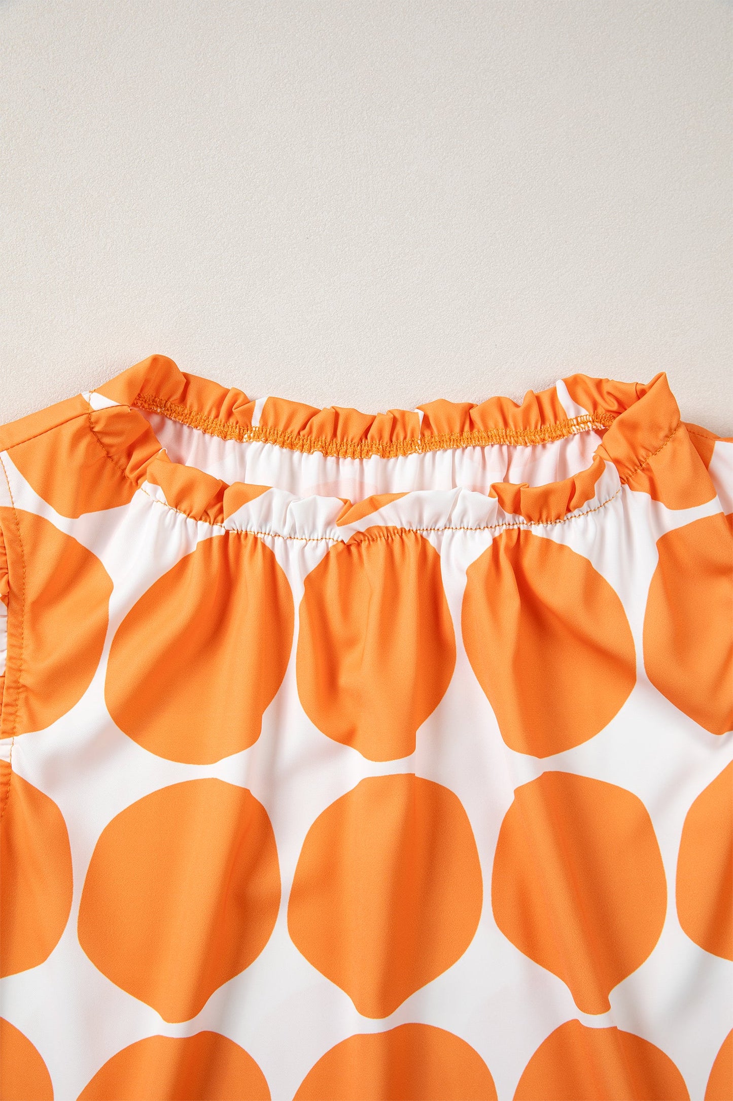 Polka Dot Frilled Round Neck Tank Top