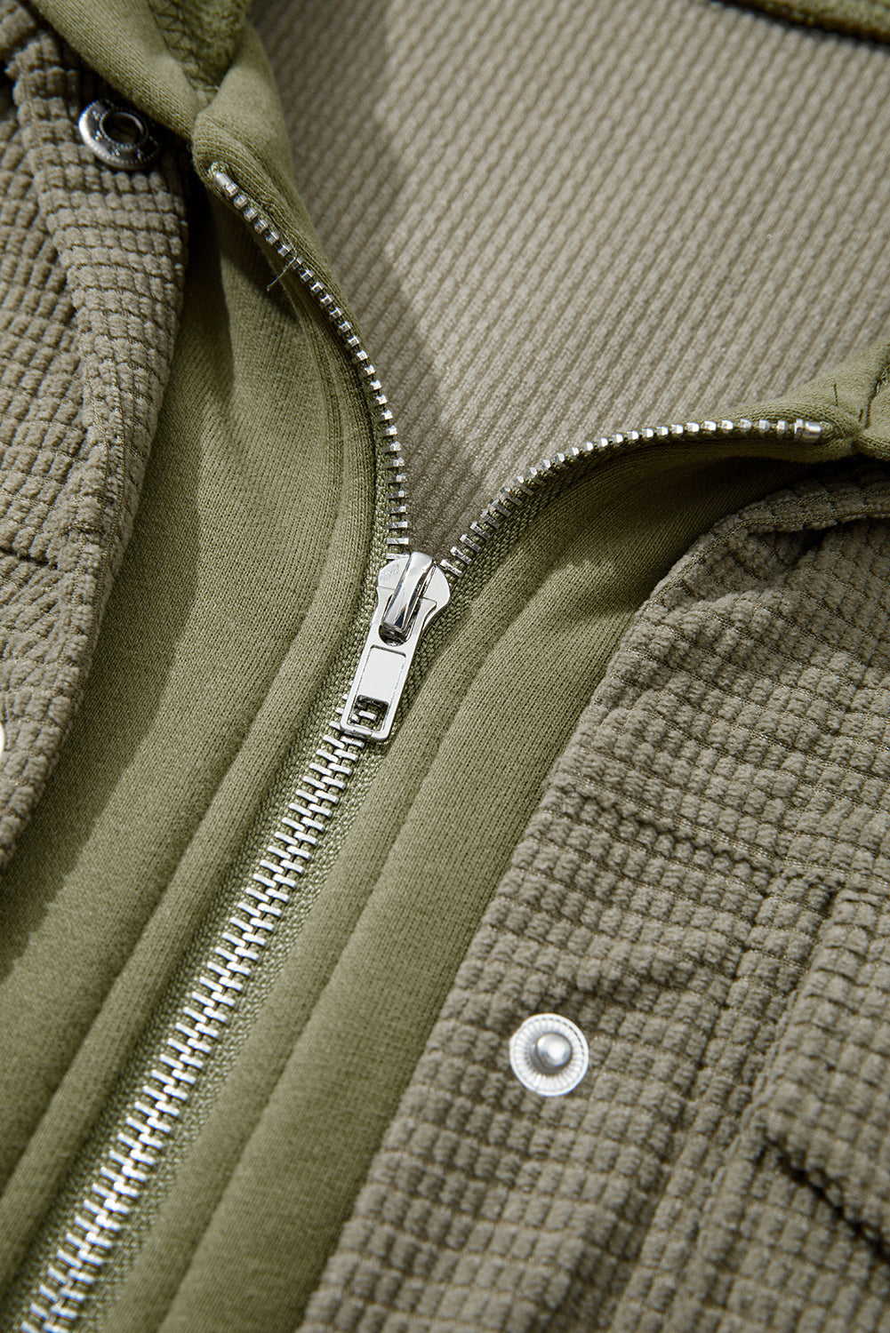 Textured Knit Pocketed Drawstring Hooded Jacket