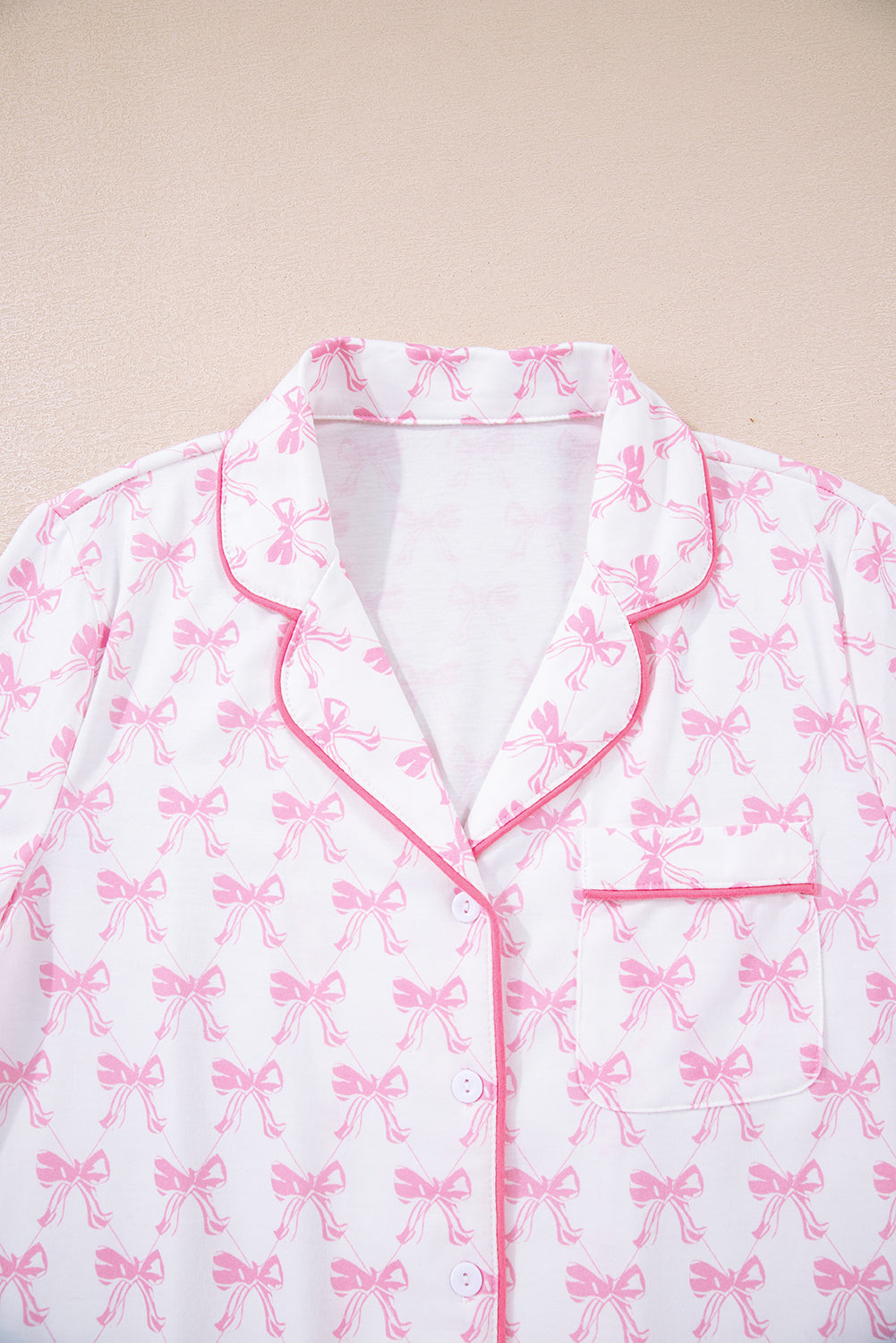 Bow Shirt and Pants Pajama Set