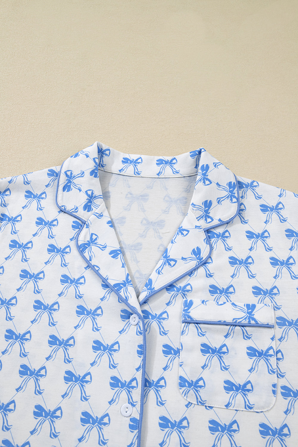 Bow Shirt and Pants Pajama Set