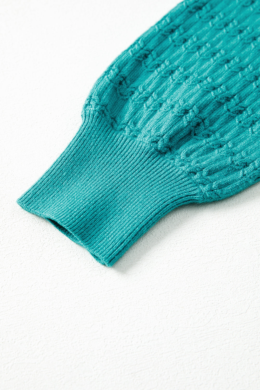 Solid Knit Ribbed Cuff Crewneck Sweater