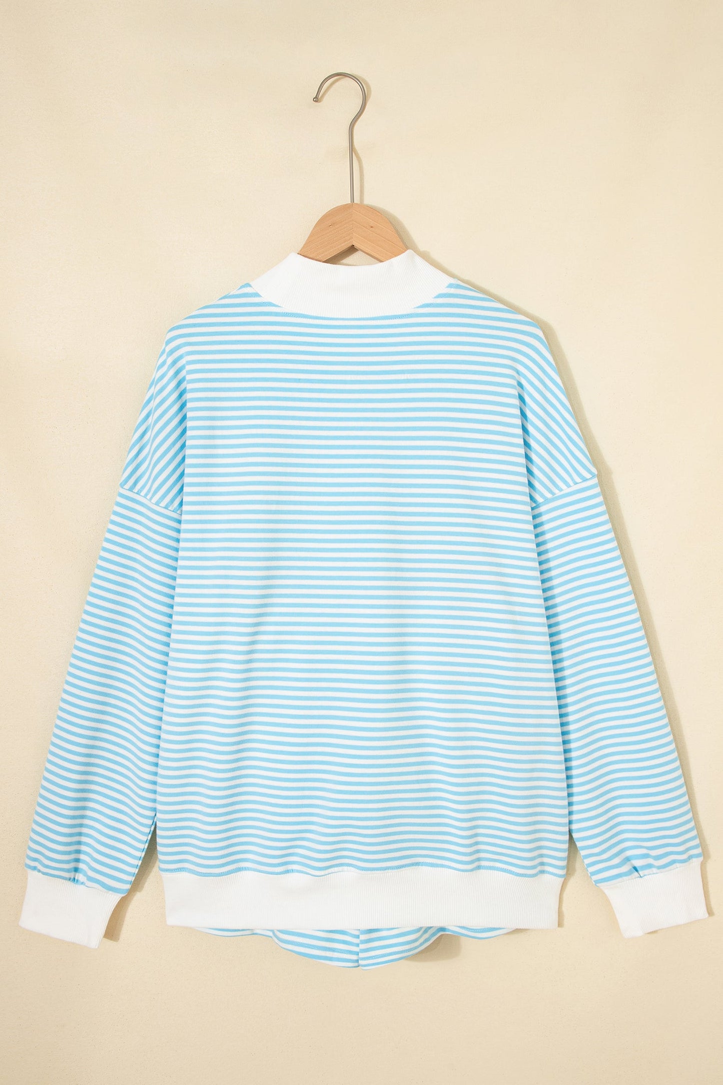 Stripe Oversized Mock Neck Sweatshirt & Shorts Set