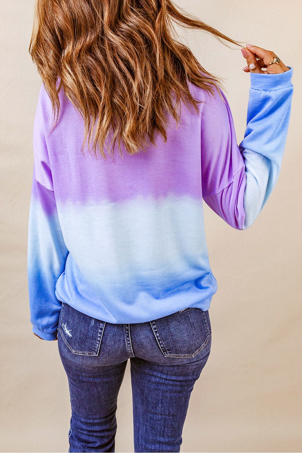 Women Tie-Dye Drop Shoulder Round Neck Sweatshirt