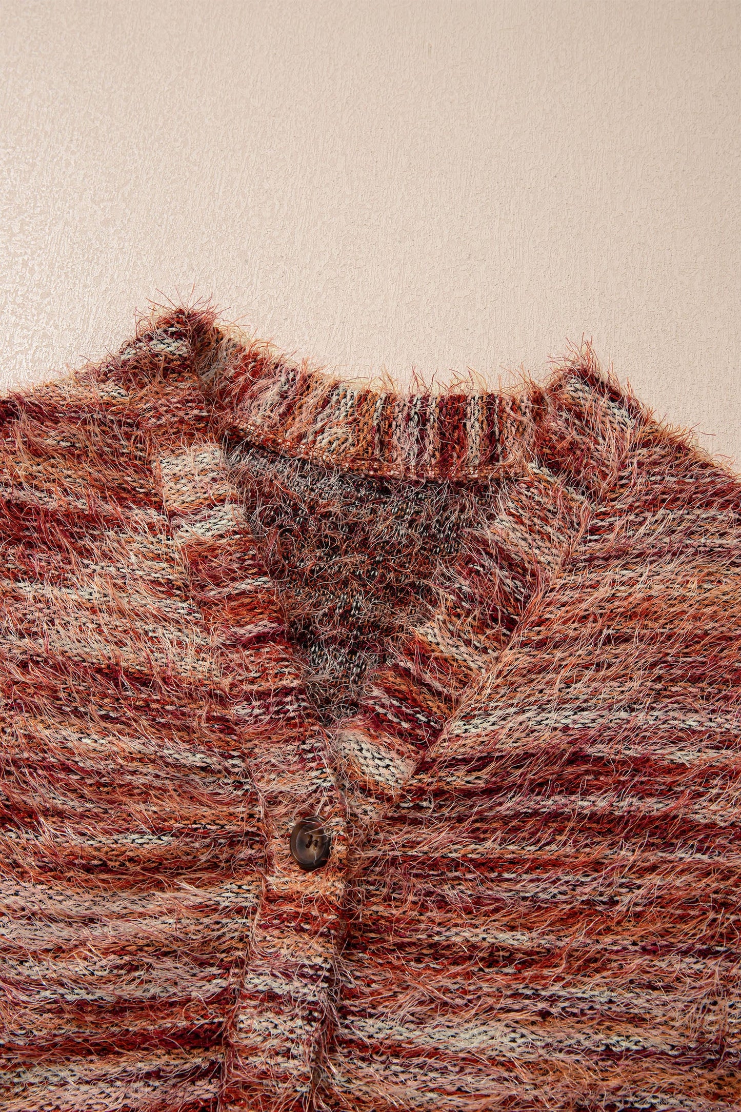 Stripe Fuzzy Button Front Cardigan Sweater