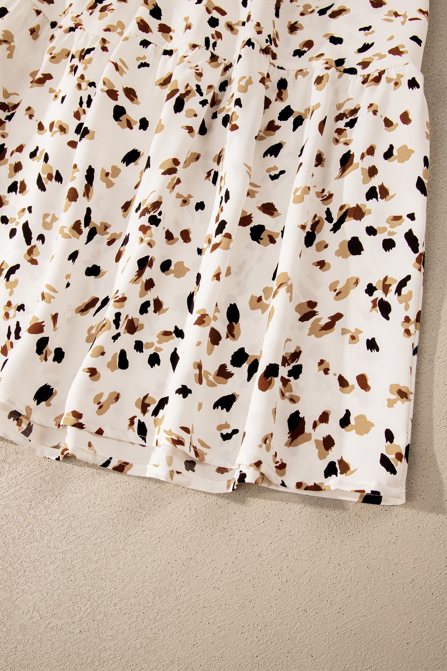 Leopard Smocked Square Neck Ruffle Sleeve Dress