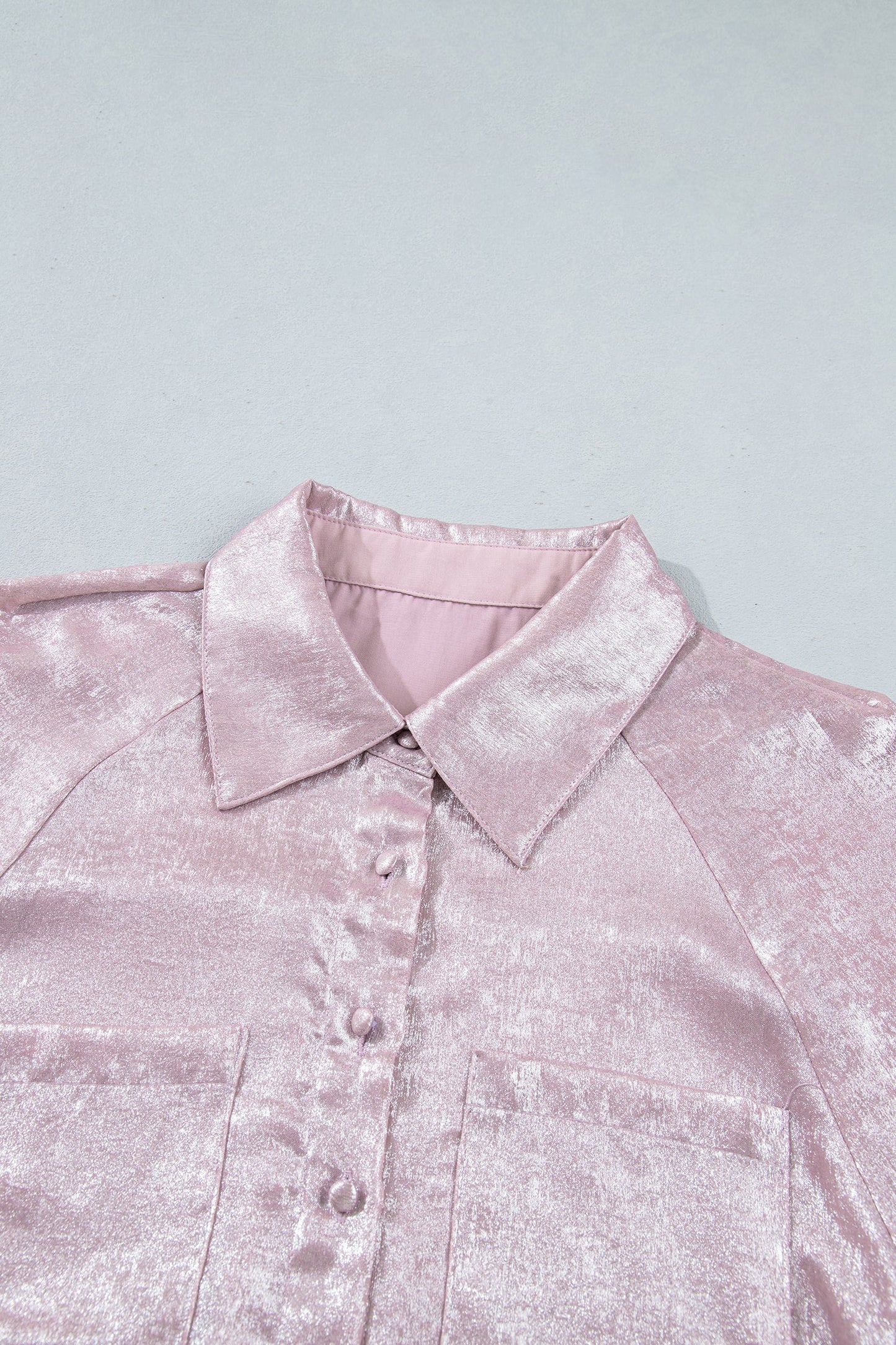 Ruffle Cuff Button Front Back Paneling Long Sleeve Shirt
