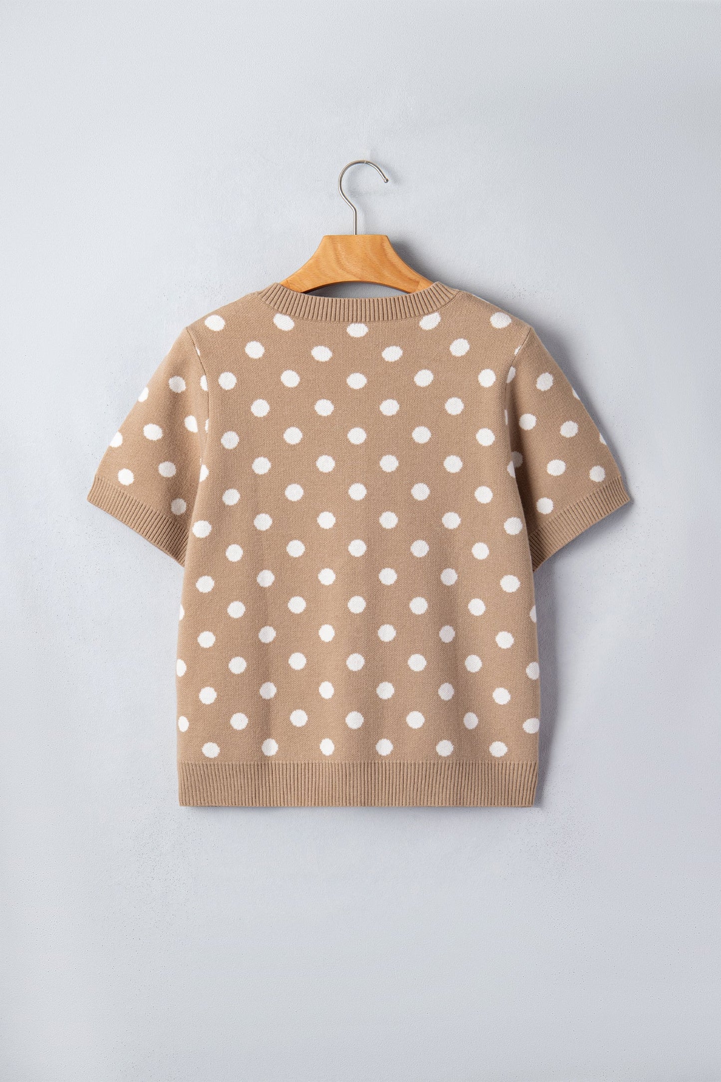 Polka Dot Short Sleeve Buttoned Sweater Cardigan
