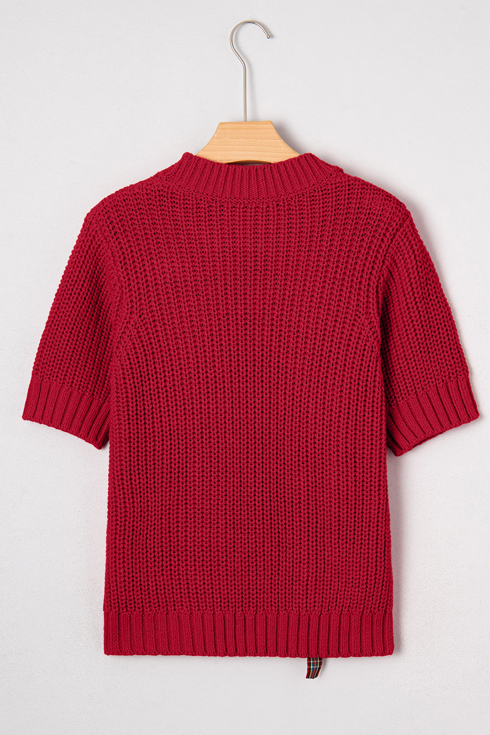 Christmas Plaid Lace-Up Puff Sleeve Sweater