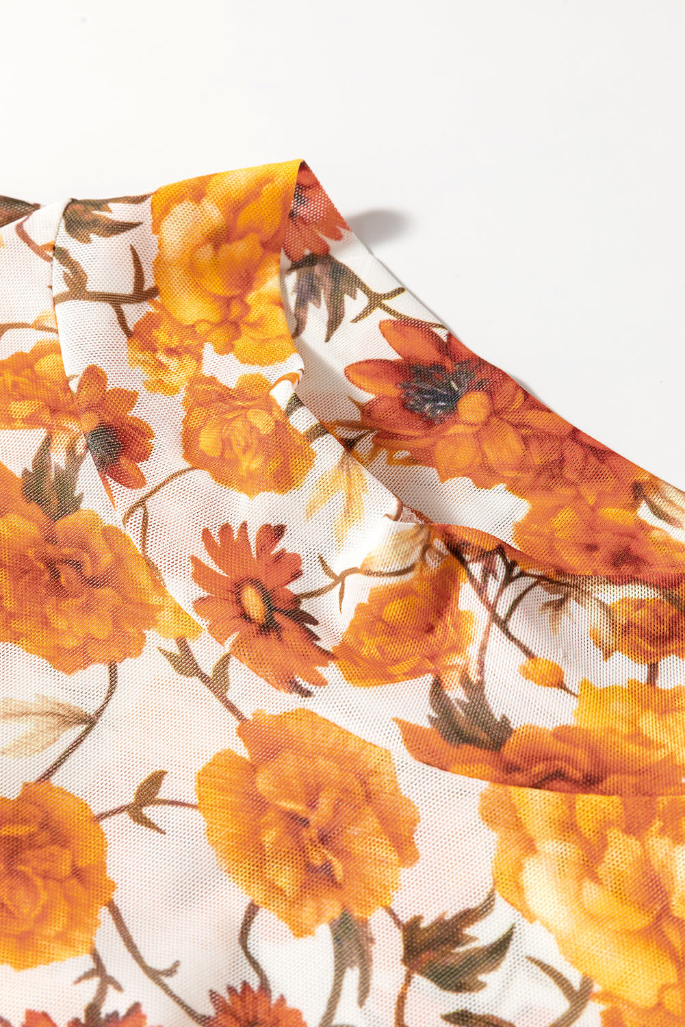 Floral Bell Sleeve Mock Neck Blouse