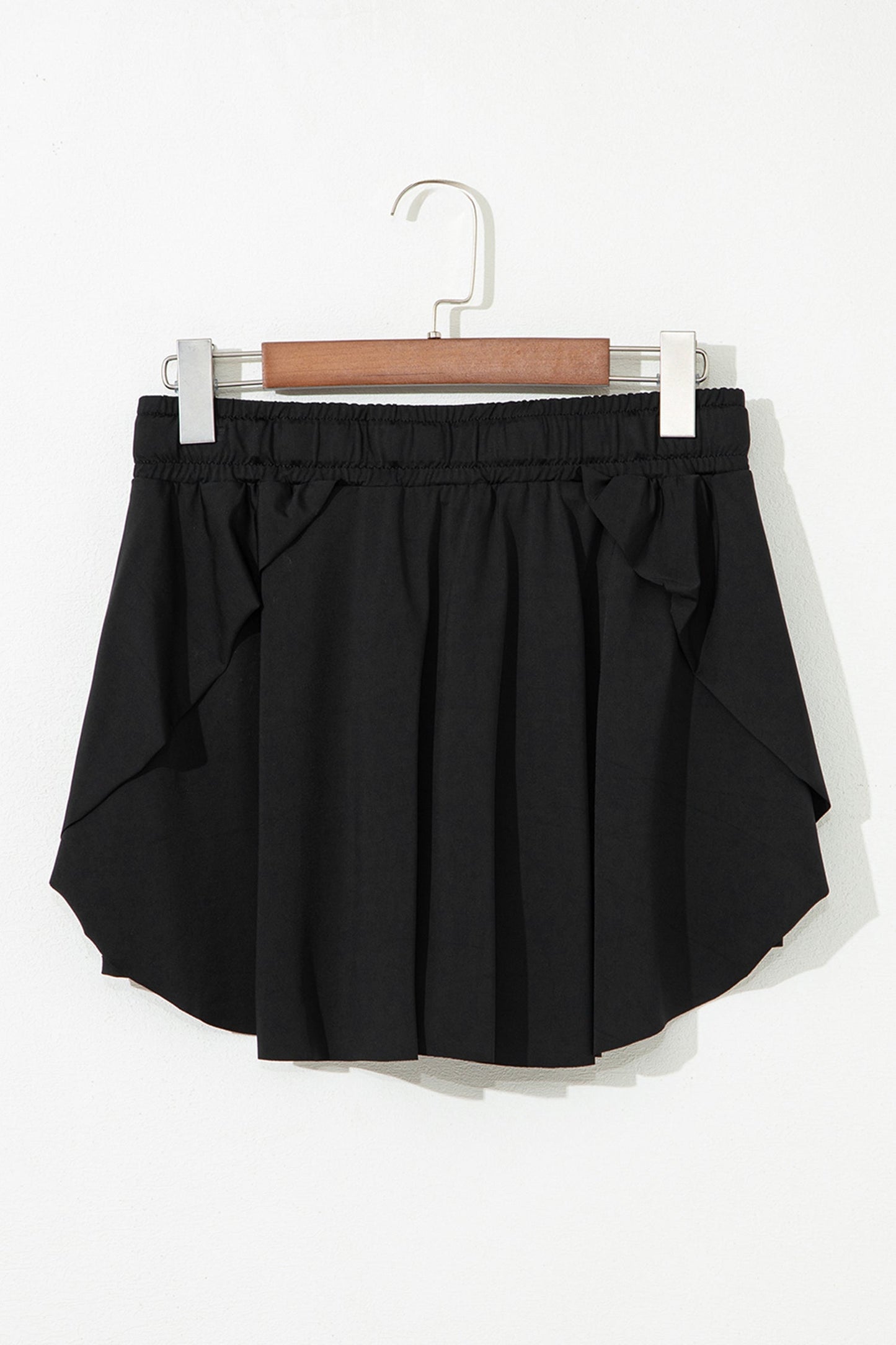 Plus Size Solid Drawstring Waist Lined Skort