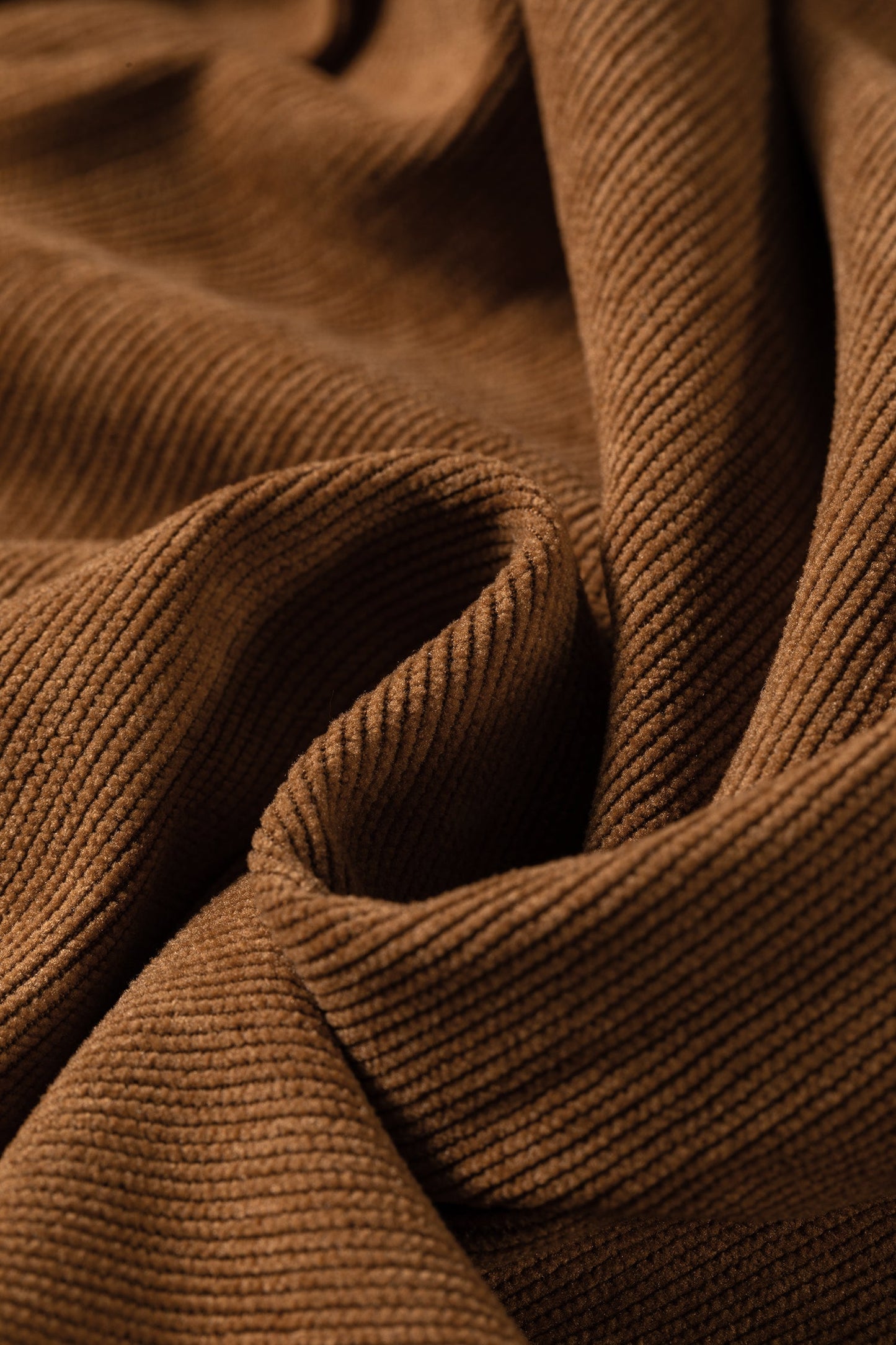 Solid Corduroy Buttoned Elastic Waist Wide Leg Pants
