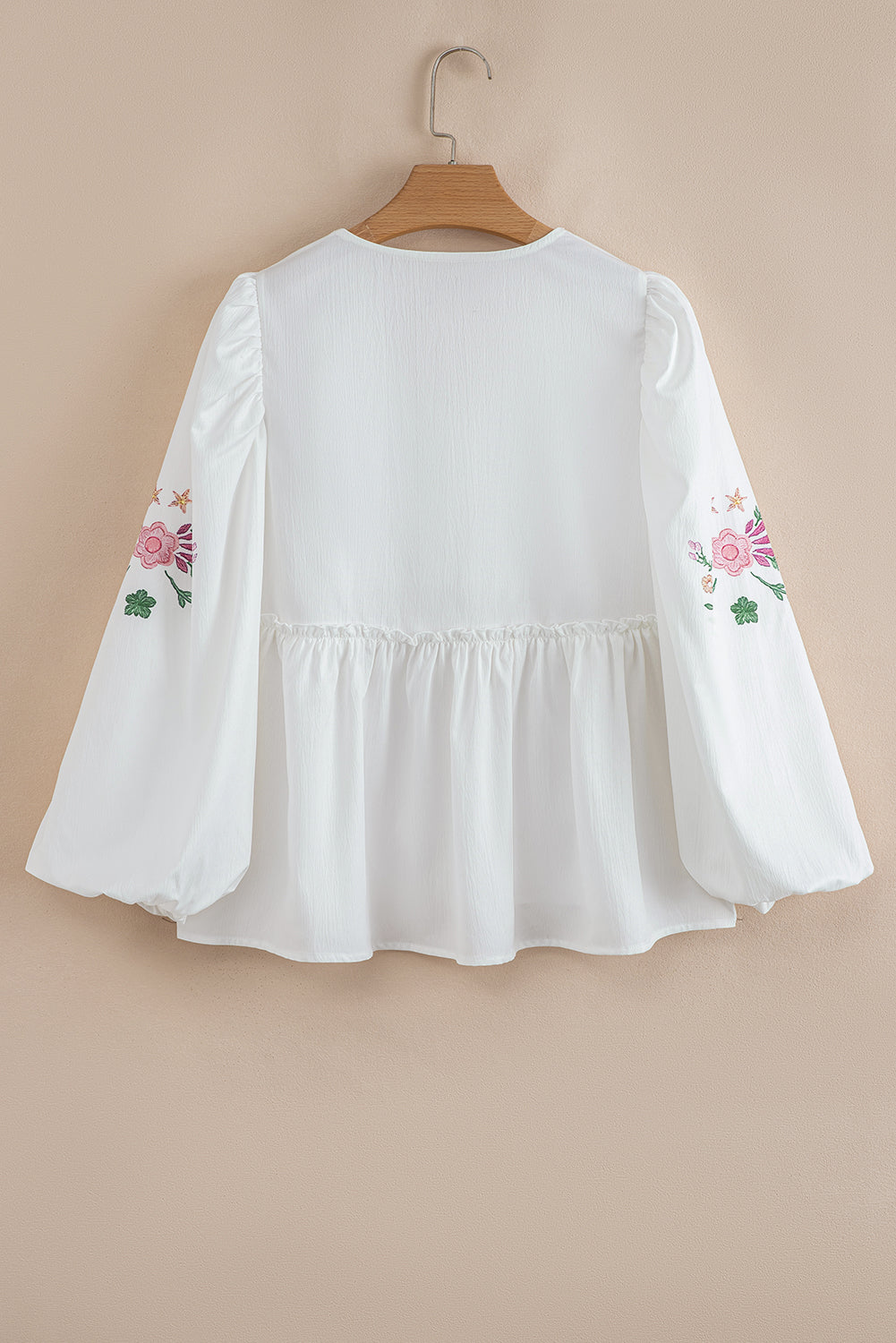 Floral Tied V-Neck Babydoll Blouse
