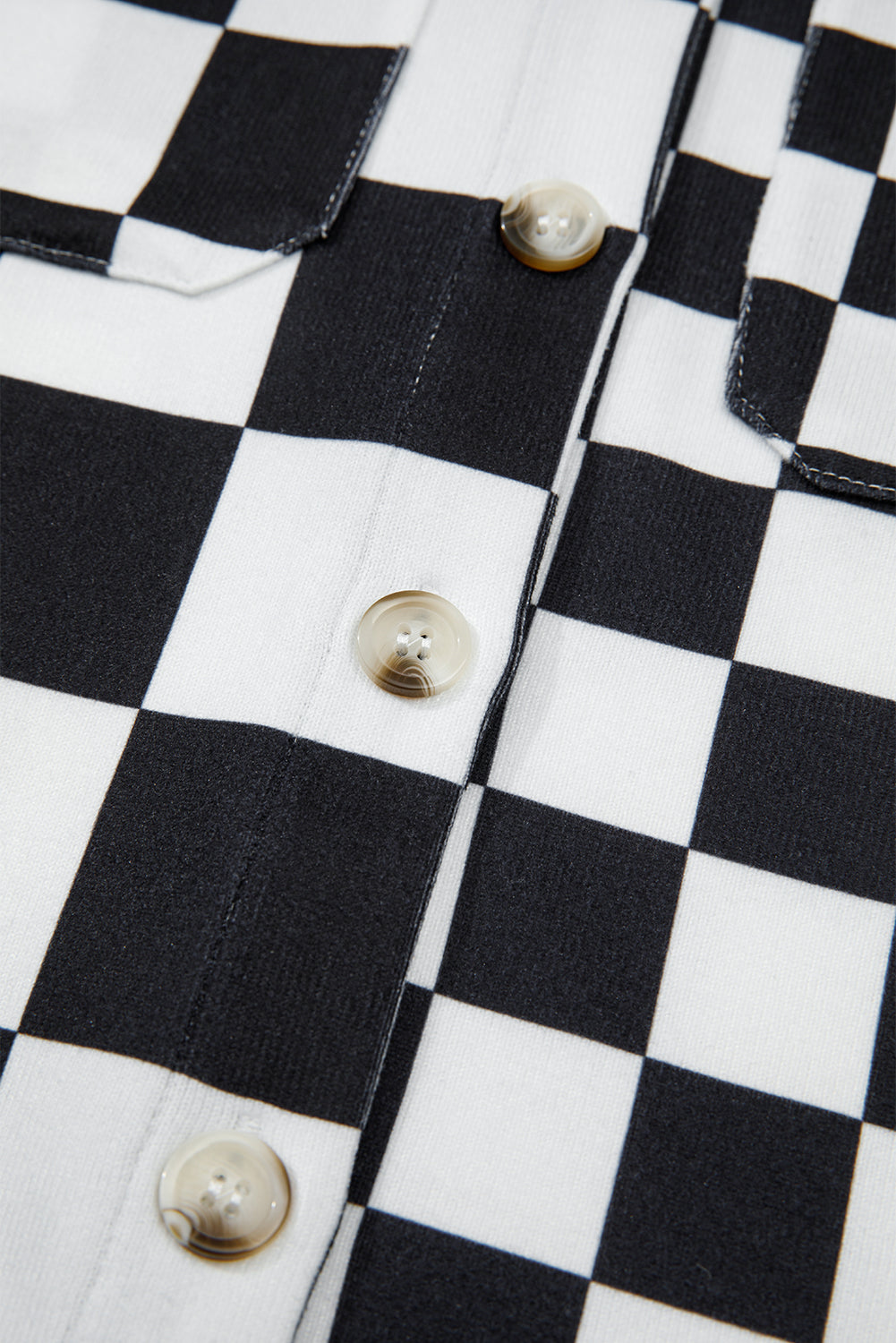 Checker Flap Pocket Button Front Shacket