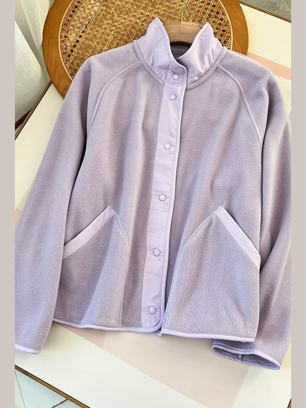 Women Double Take Snap Down Raglan Sleeve Jacket with Pockets