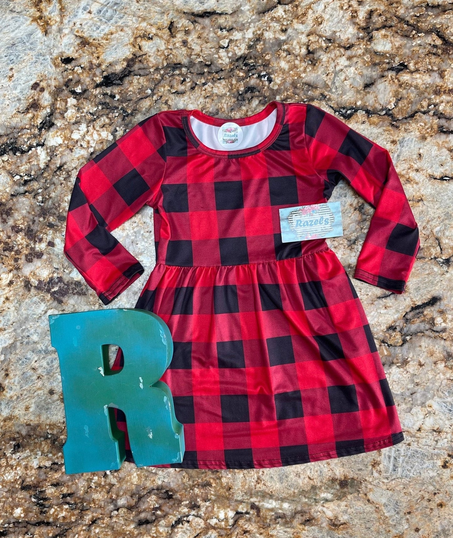 Girls' Red and Black Buffalo Plaid Dress – Holiday Staple | Versatile Western Style Dress
