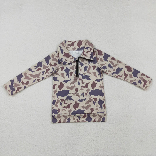 Gray Camo 1/4 Zipper Pullover w/Pocket