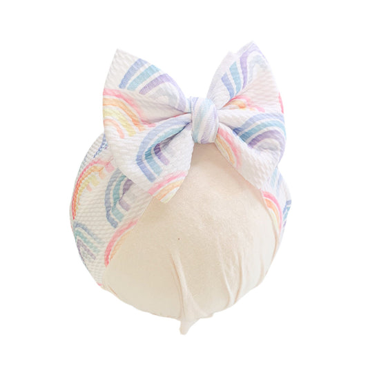 Pastel Rainbow Baby Headwrap Bow