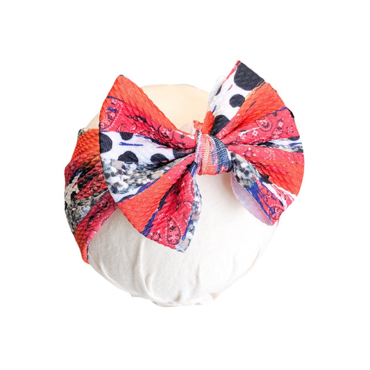 Red Western Brushstroke Headwrap Bow