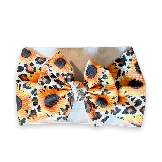 Cheetah Sunflower Baby Headwrap Bow