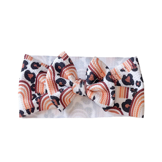 Rainbow Cheetah Headwrap Bow