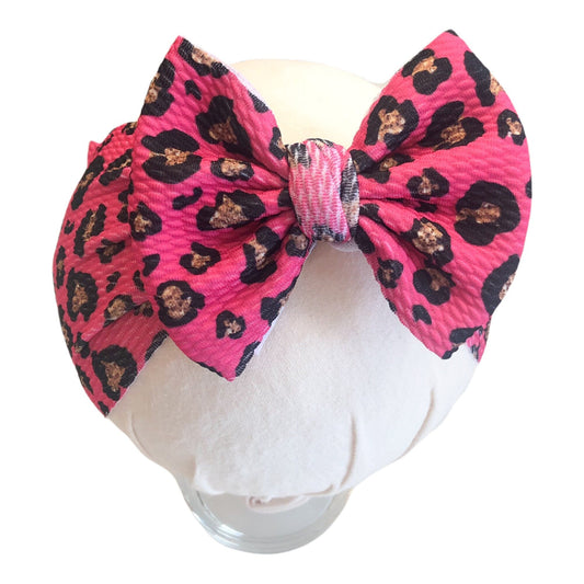 Pink Cheetah Headwrap Bow