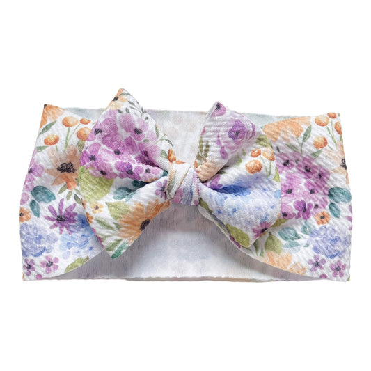 Purple Floral Headwrap Bow