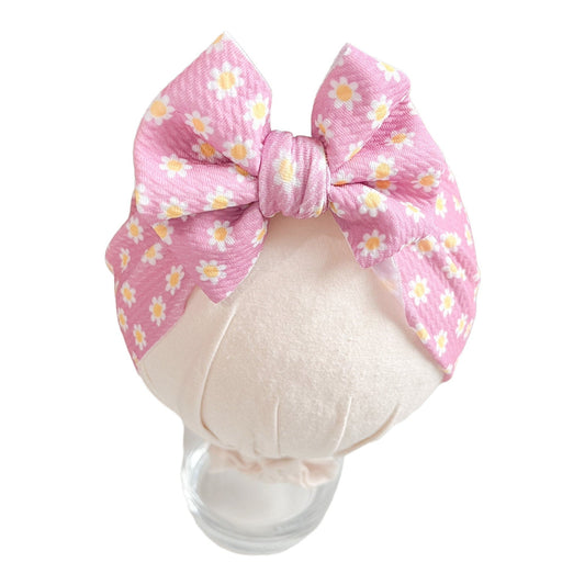 Pink Mini Flowers Headwrap Bow