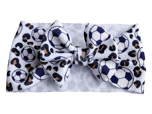 Soccer Cheetah Print Headwrap Bow