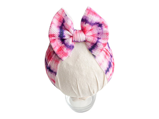 Pink and Purple Tie Dye Headwrap Bow