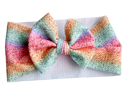 Faux Rainbow Glitter Headwrap Bow