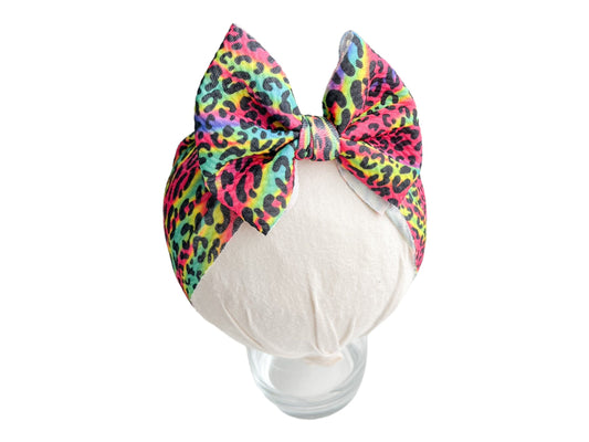 Tie Dye Cheetah Headwrap Bow