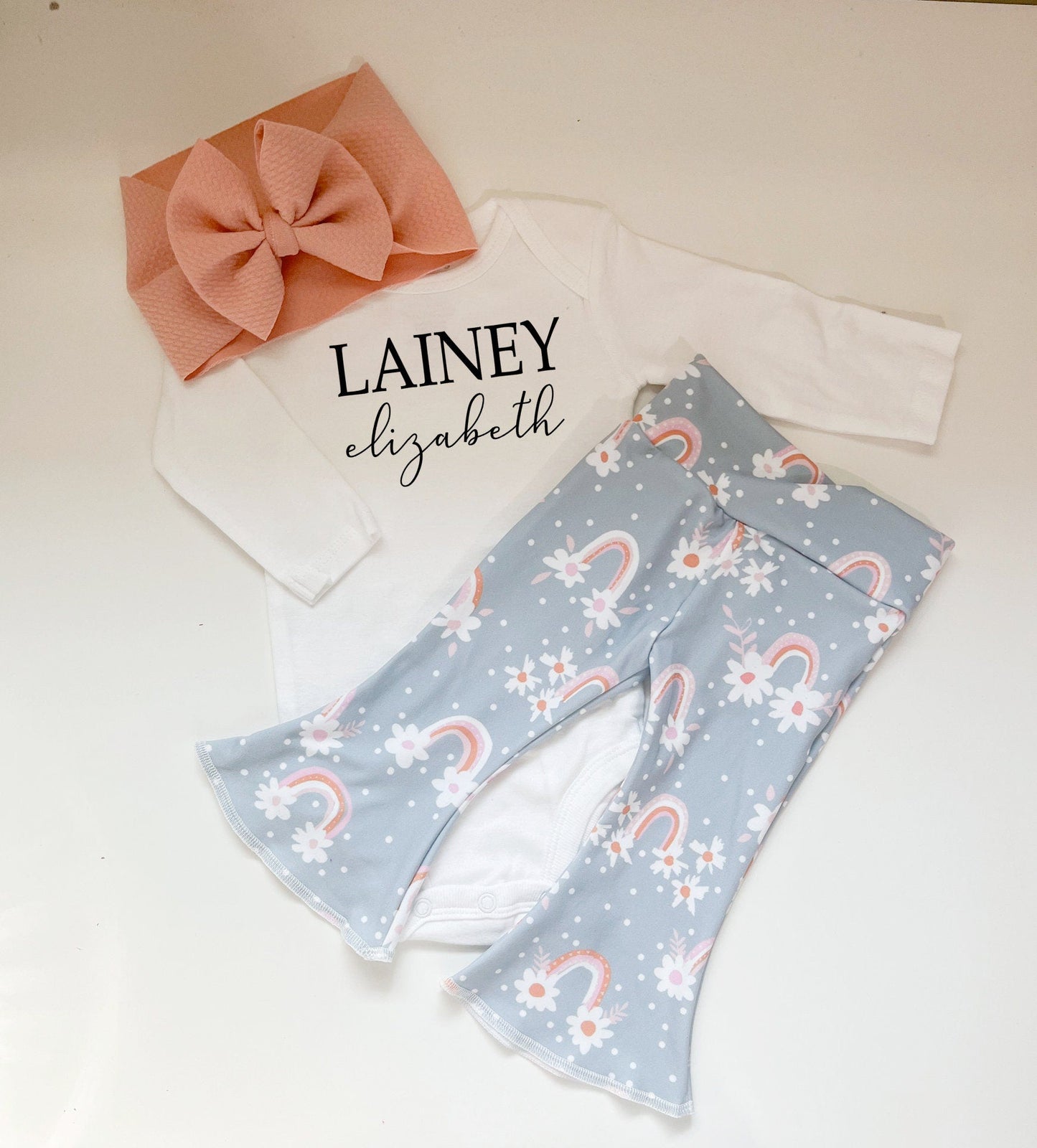 Blue Rainbow Personalized Bell Bottoms Set