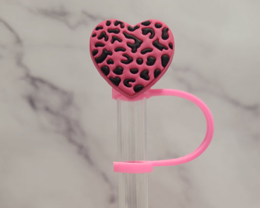 10MM Pink Cheetah print Strawtopper