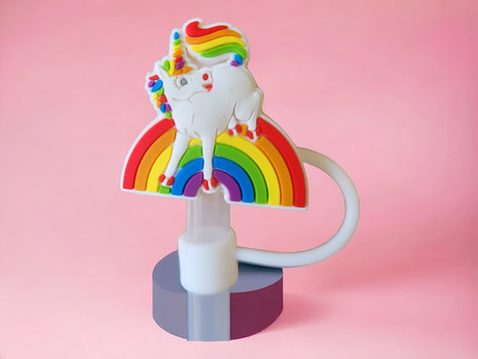 90s Era Rainbow Unicorn Silicone Strawtopper