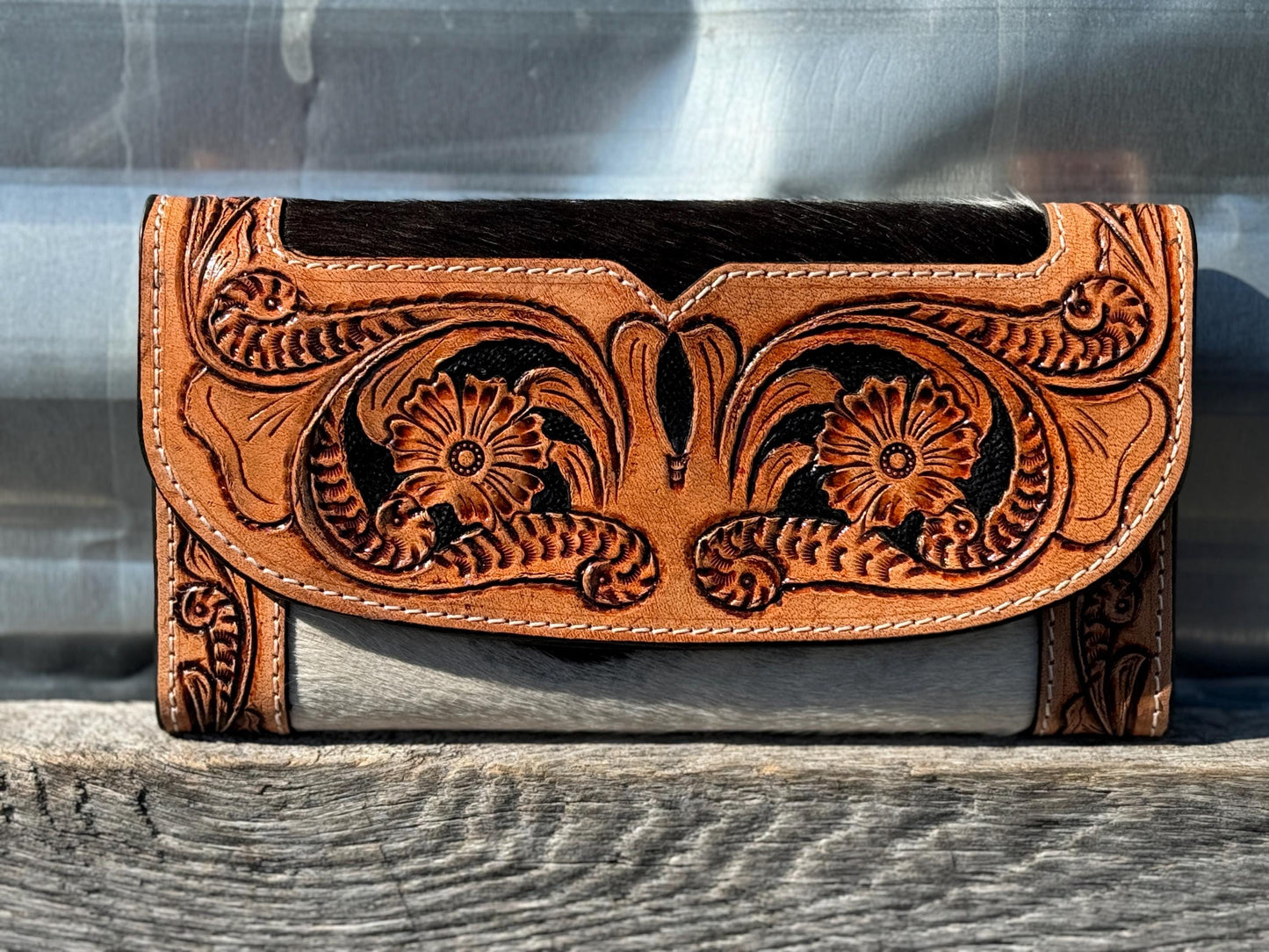 Genuine Cowhide and Leather Women's Wallet by Double B Wild Rags