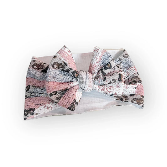 Pink Cheetah Brushstroke Baby Headwrap Bow