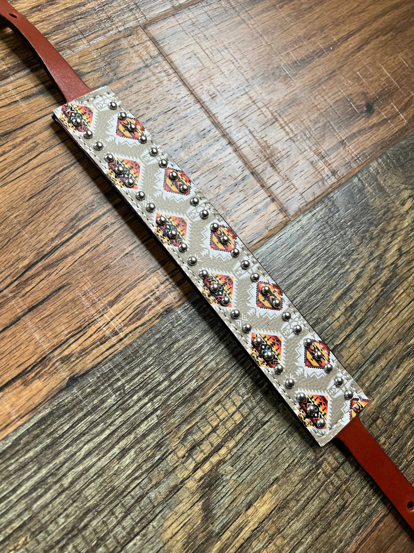 Tan/Orange Southwest Leather Wither Strap