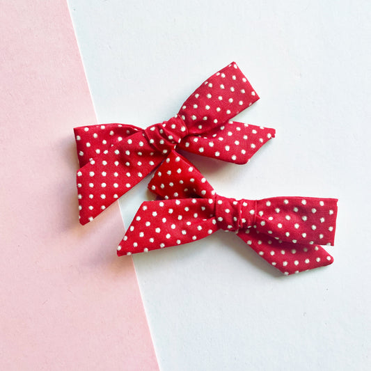 Red Flocked Dot Madison Pigtail Set