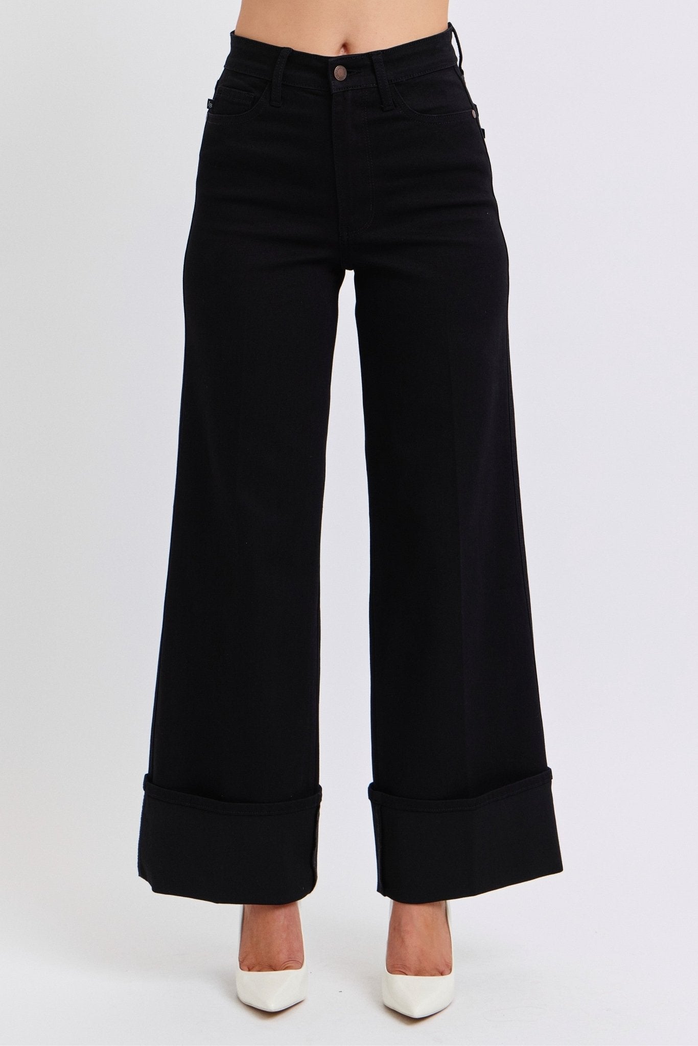 Judy Blue Black Retro Wide Cuffed Leg Jean